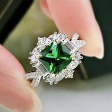 Load image into Gallery viewer, Milano Emerald American Diamond Silver Ring
