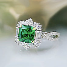 Load image into Gallery viewer, Milano Emerald American Diamond Silver Ring
