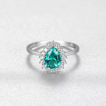 Load image into Gallery viewer, Barcelona Emerald American Diamond Silver Ring
