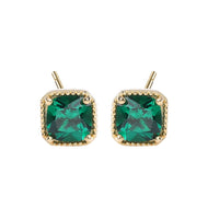 18K Gold Plated Emerald Zircon Silver Earrings