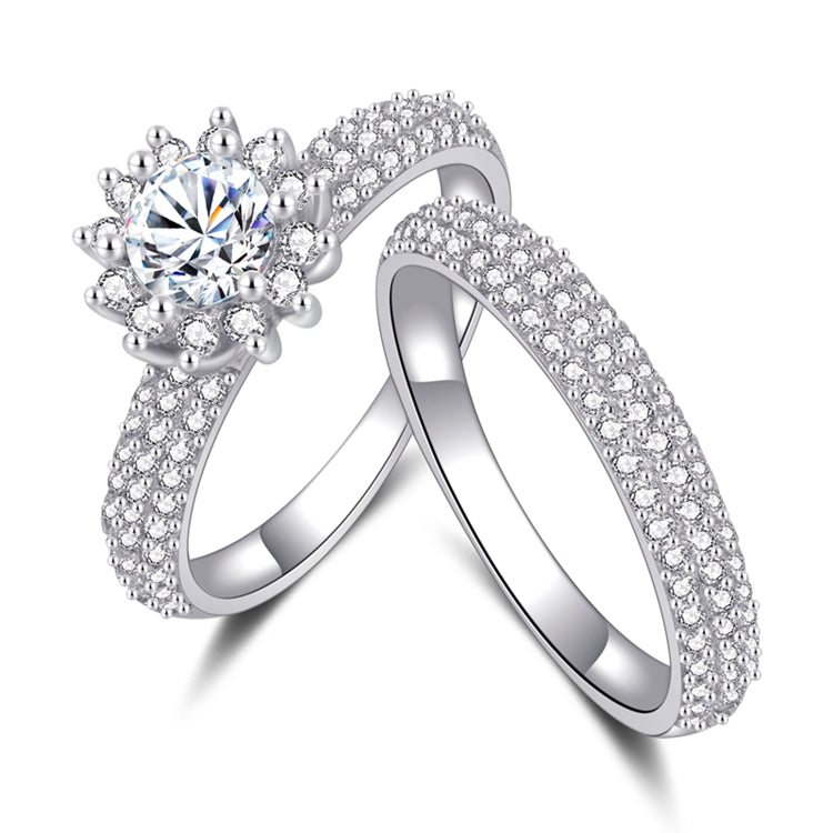 Parisian Eternal Flower Zircon Couple Silver Ring