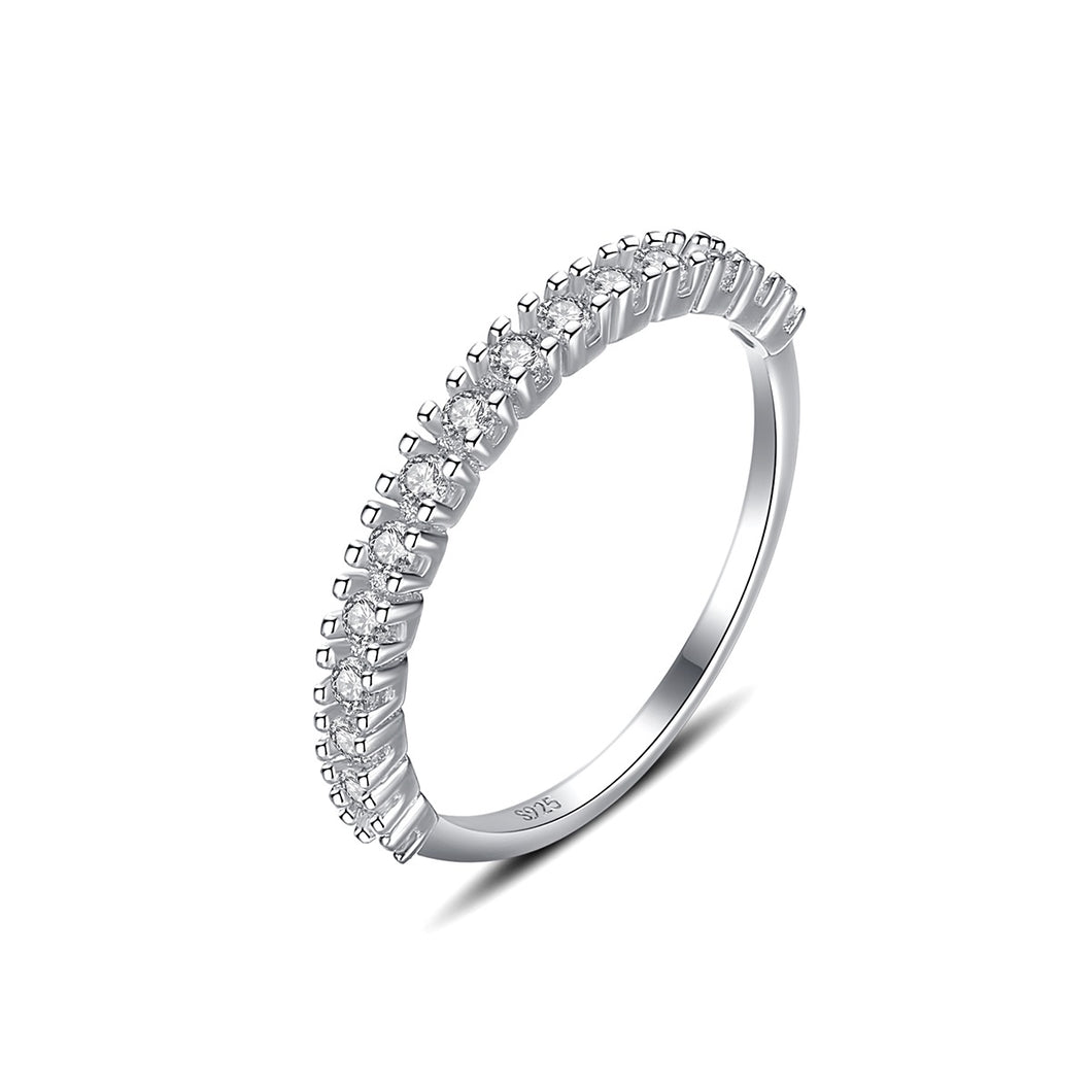 Eternity Band White Zircon Classic Silver Ring