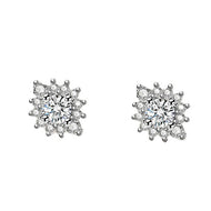 Minsk Flowery Zircon Studded Silver Earrings