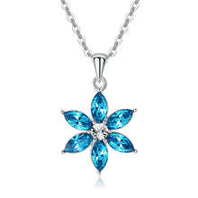 Load image into Gallery viewer, Blue Flowery Swarovski Crystal Silver Necklace
