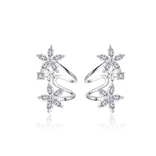 Load image into Gallery viewer, Flowery Duo White Zircon Stud Silver Earrings
