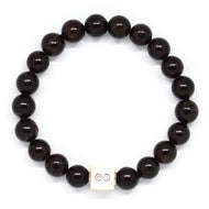 Garnet Birthstone Infinity Silver Bead Bracelet 8mm with polished natural garnet beads and sterling silver infinity charm by Mystic Flavia