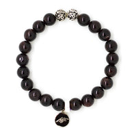 Garnet Birthstone Silver Bead Bracelet 8MM with decorative sterling silver beads and natural deep red garnet gemstone beads by Mystic Flavia