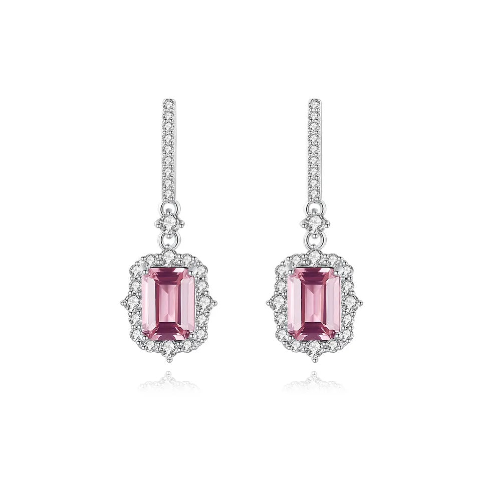 Milano Garnet Zircon Dangling Silver Earrings