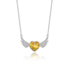 Load image into Gallery viewer, Gold Angel Wings Swarovski Crystal Silver Necklace
