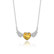 Gold Angel Wings Swarovski Crystal Silver Necklace