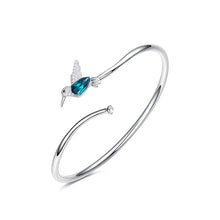 Load image into Gallery viewer, Elegant Green Bird Swarovski Crystal Silver Bracelet
