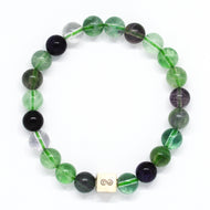 Green Fluorite Rainbow Stone Silver Bead Bracelet 8mm with infinity silver bead by Mystic Flavia