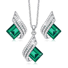 Load image into Gallery viewer, Green Roman Swarovski Crystal Silver Necklace Set

