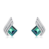 Green Roman Crystal Silver Earrings