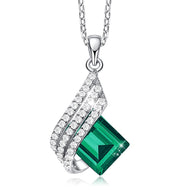 Green Roman Crystal Silver Necklace