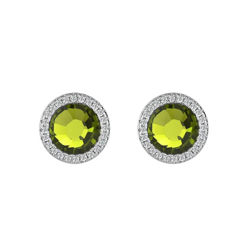 Paved Green Swarovski Crystal Silver Earrings