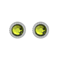 Paved Green Swarovski Crystal Silver Earrings