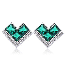 Load image into Gallery viewer, Radiant Green Rhinestone Crystal Silver Earrings
