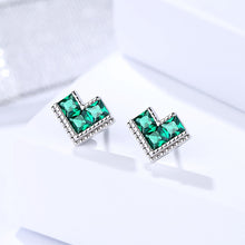 Load image into Gallery viewer, Radiant Green Rhinestone Crystal Silver Earrings
