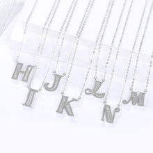 Load image into Gallery viewer, Initials Alphabet H-N Pendant Zircon Silver Necklace
