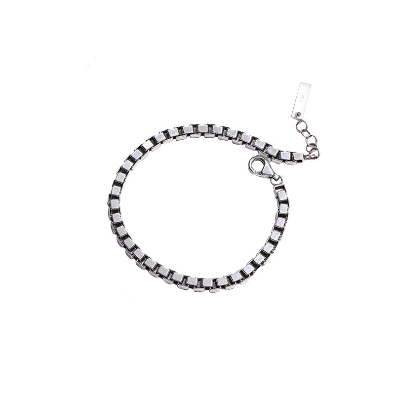 New York Hip Hop Solid Square Silver Bracelet