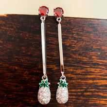 Load image into Gallery viewer, Colorful Pineapple Long Drop Silver Earrings

