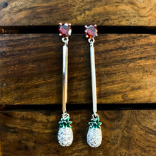 Load image into Gallery viewer, Colorful Pineapple Long Drop Silver Earrings
