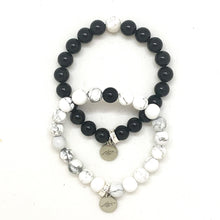 Load image into Gallery viewer, Black Obsidian &amp; White Howlite Couple Bracelet
