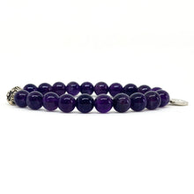 Load image into Gallery viewer, Amethyst Stone Silver Bead Bracelet (8 MM)
