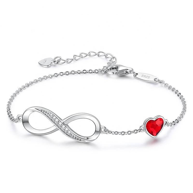 Infinity Swarovski Crystal Adjustable Silver Bracelet