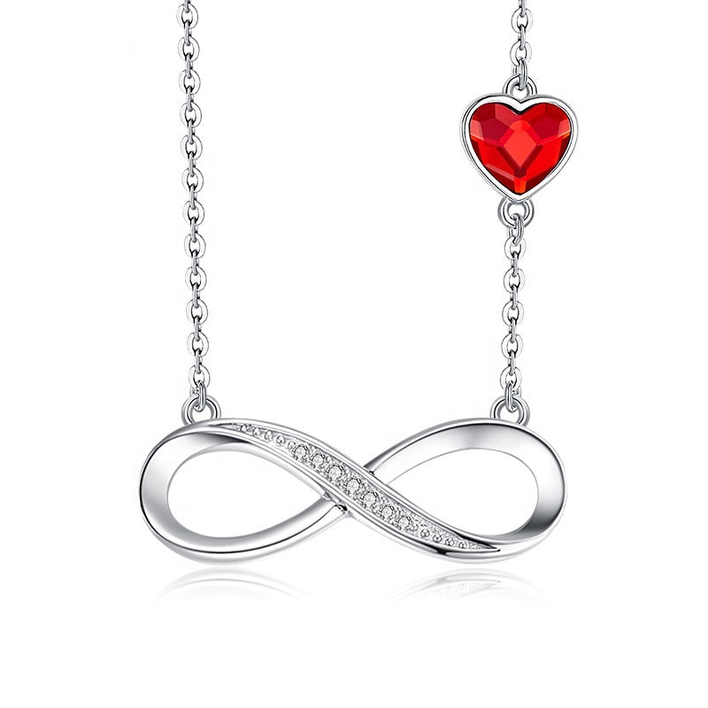 Infinity Heart Swarovski Crystal Silver Necklace