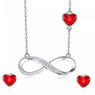 Infinity Swarovski Crystal Silver Necklace Set