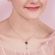 Load image into Gallery viewer, Pink Swarovski Crystal Key Pendant Silver Necklace
