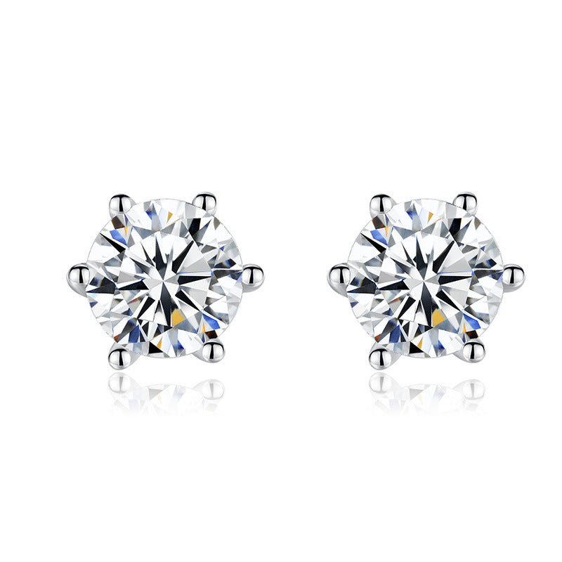 Milano White Zircon Solitaire (2 ct) Silver Earrings