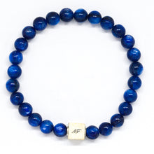 Load image into Gallery viewer, Blue Kyanite Infinity Silver Bracelet 6mm featuring round blue kyanite beads and a minimalist silver accent bead.
