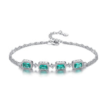 Load image into Gallery viewer, Venetian Emerald American Diamond Silver Bracelet
