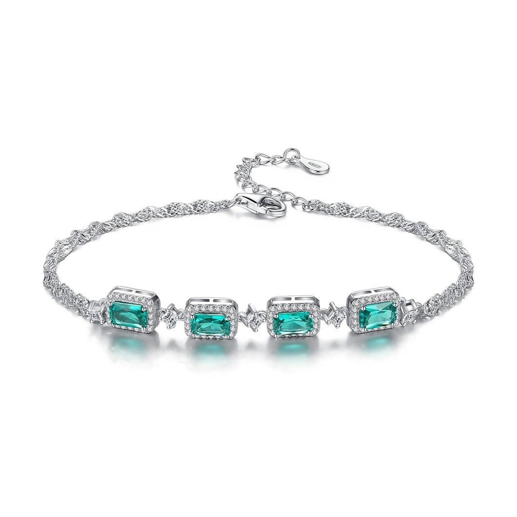 Venetian Emerald American Diamond Silver Bracelet