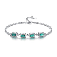Green gemstone American Diamond 925 sterling silver bracelet