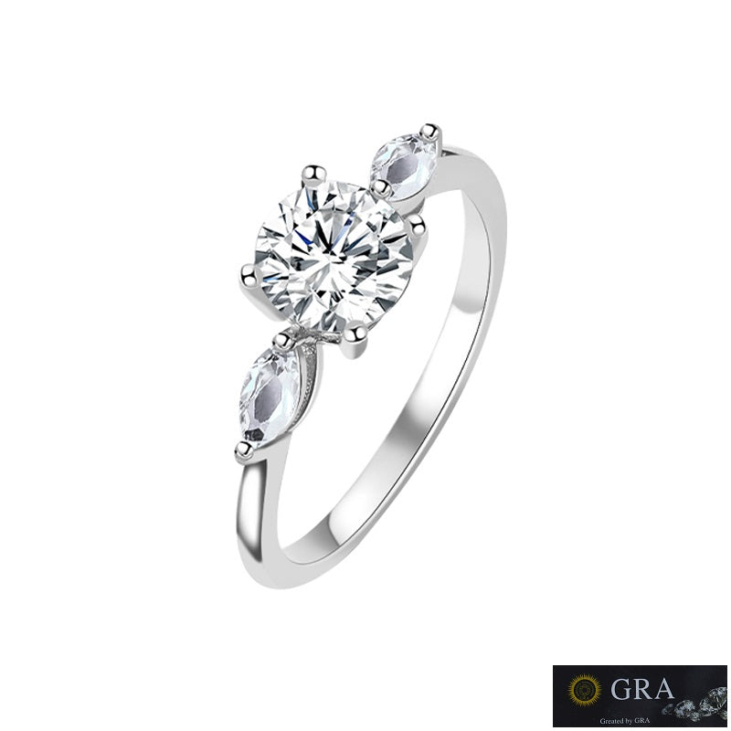 White Gold Plated Eclectic MOISSANITE Silver Ring