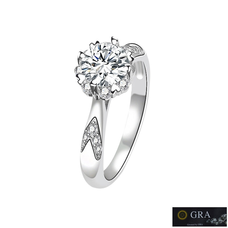 Flowery Solitaire MOISSANITE Women Silver Ring