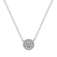 Load image into Gallery viewer, White  Zircon Solitaire Micro Inlaid Silver Necklace
