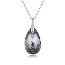 Load image into Gallery viewer, Milano Black Drop Swarovski Silver Necklace
