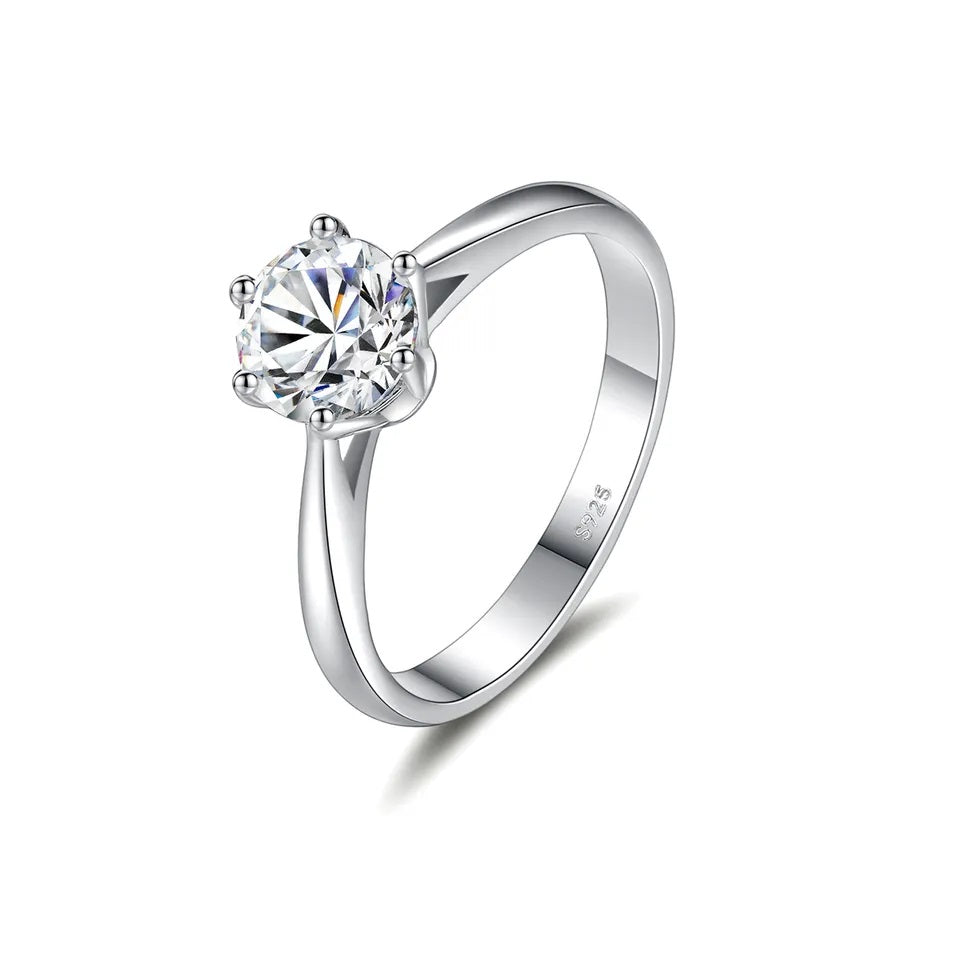Milano Classical MOISSANITE Solitaire Silver Ring