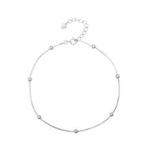 Load image into Gallery viewer, Minimalist Round Petite Bead Adjustable Silver Anklet in 925 Sterling Silver MysticFlavia
