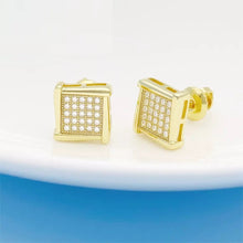 Load image into Gallery viewer, 18 K Gold London Iced MOISSANITE Silver Earrings
