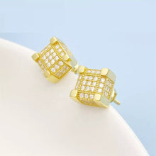 Load image into Gallery viewer, 18 K Gold Milano Iced MOISSANITE Silver Earrings
