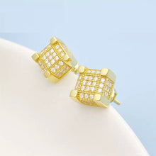Load image into Gallery viewer, 18 K Gold Milano Iced MOISSANITE Silver Earrings

