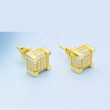 Load image into Gallery viewer, 18 K Gold Milano Iced MOISSANITE Silver Earrings
