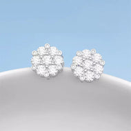 Roman Iced MOISSANITE Round Silver Earrings