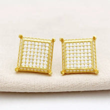 Load image into Gallery viewer, 18 K Gold Roman Iced MOISSANITE Silver Earrings
